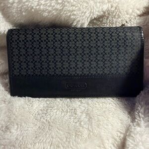 Coach Black Signature canvas and black leather wallet